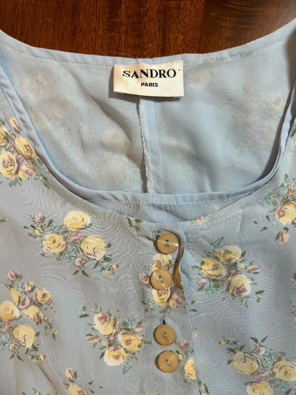 Sandro Paris Light Blue Floral Print Button-Down Mini Dress XS - Picture 2 of 4